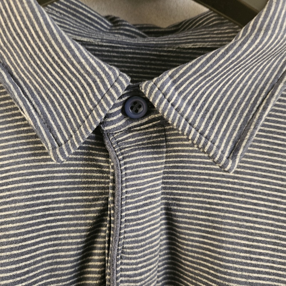 01.Algo Performance Polo Shirt Blue Striped XL - Picture 2 of 9